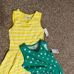 Carter's Yellow Striped and Green Polka Dot Dresses